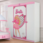 Guarda Roupa Infantil Barbie Star 4 Portas E 2 Gavetas Intern