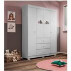 Guarda Roupa Infantil Bebê Ane 4 Portas 3 Gavetas Branco