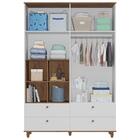 Guarda Roupa Infantil Branco Marrom Mdf Gavetas Telescópicas