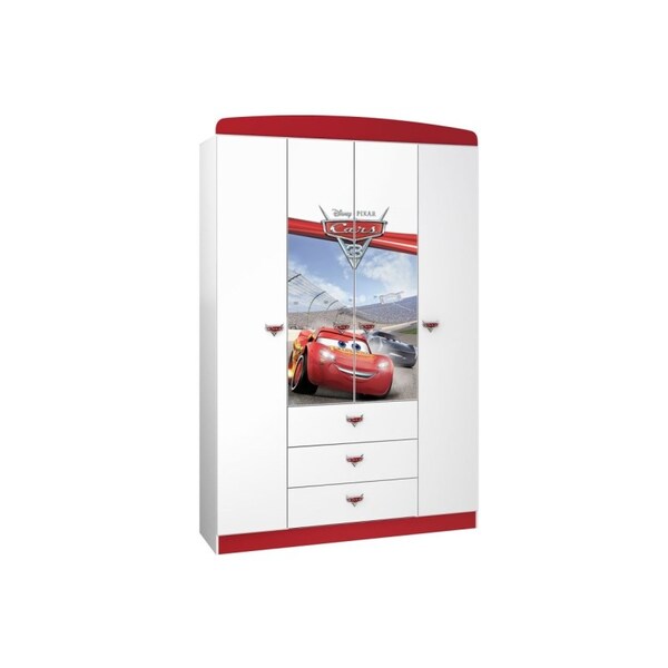 Guarda Roupa Infantil Carros Star 4 Portas Branco/vermelho -