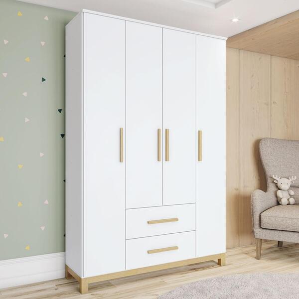 Guarda Roupa Infantil Carrossel Com 4 Portas Henn Branco