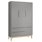 Guarda Roupa Infantil Classic 3 Portas Com Pés Madeira Natura
