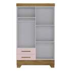 Guarda Roupa Infantil Colorir 4 Portas 2 Gavetas Rosa/ Nature