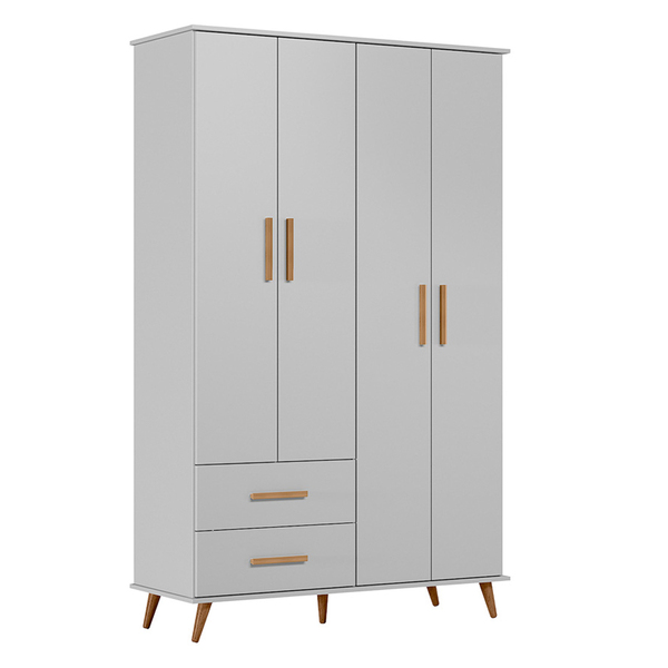 Guarda Roupa Infântil Com 4 Portas E 3 Gavetas Noah Cor Cinza