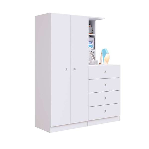 Guarda-roupa Infantil Com Cômoda Meu Fofinho 2 Pt 4 Gv Branco