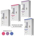 Guarda Roupa Infantil Com Espelho 4 Portas 2 Gavetas Branco F