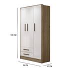 Guarda Roupa Infantil Davi 3 Portas 2 Gavetas Carvalho Branco