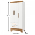 Guarda-roupa Infantil Doce Sonho 3 Portas 2 Gavetas Branco/na