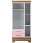 Guarda-roupa Infantil Doce Sonho 3 Portas 2 Gavetas Rosa/natu