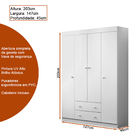 Guarda Roupa Infantil Dora 147cm Mdp Branco Brilho - Sallar H