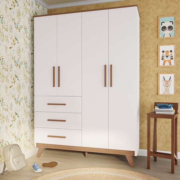 Guarda-roupa Infantil Dublim Ii 4 Pt 3 Gv Branco E Carvalho