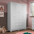 Guarda Roupa Infantil Duda 4 Portas Branco Phoenix