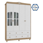 Guarda Roupa Infantil Elo 4 Portas 100% Mdf - Peroba - Branco