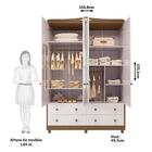 Guarda Roupa Infantil Elo 4 Portas 100% Mdf - Peroba - Branco