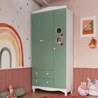 Guarda-roupa Infantil Encanto 3 Portas E 2 Gavetas Verde/bran