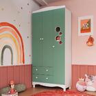 Guarda-roupa Infantil Encanto 3 Portas E 2 Gavetas Verde/bran