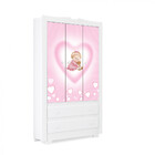 Guarda-roupa Infantil Happy Baby Love Em Mdf Com 3 Portas 2 G