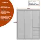 Guarda Roupa Infantil Jade 165cm 100% Mdf Cinza Semi Brilho -