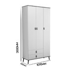 Guarda-roupa Infantil Jujuba 3 Portas 2 Gavetas Nature/ Cinza