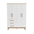 Guarda-roupa Infantil Kingston Ii 4 Pt 3 Gv Branco E Carvalho