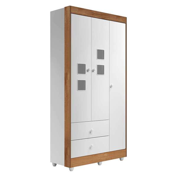 Guarda-roupa Infantil Life 3 Pt 2 Gv Branco E Naturale