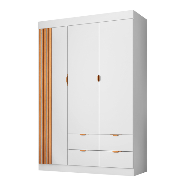 Guarda Roupa Infantil Liz 136cm 3 Portas 100% Mdf Branco Semi