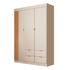 Guarda Roupa Infantil Liz 136cm 3 Portas 100% Mdf Off White S