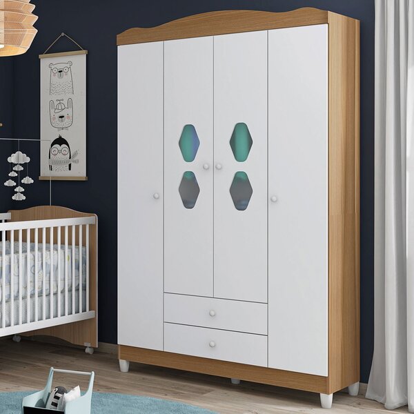 Guarda Roupa Infantil Lolly 4 Portas  Branco/almendra