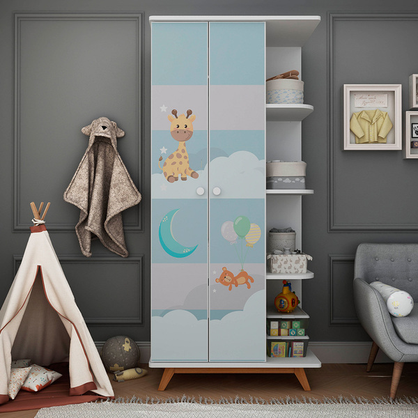 Guarda Roupa Infantil Lua Mundo Encantado 2 Portas - Gelius