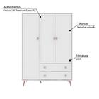 Guarda Roupa Infantil Magia Com 3 Portas E Pés Palito- Branc