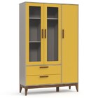 Guarda Roupa Infantil Nature Glass 3 Portas Cinza/amarelo/eco