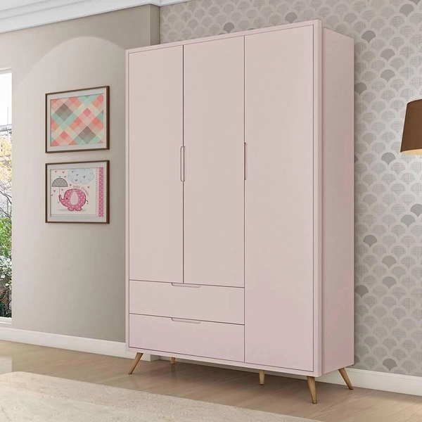 Guarda Roupa Infantil Old Clean Roupeiro Para Criança Rosê