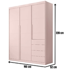 Guarda Roupa Infantil Pérola 3 Portas Rosê Phoenix