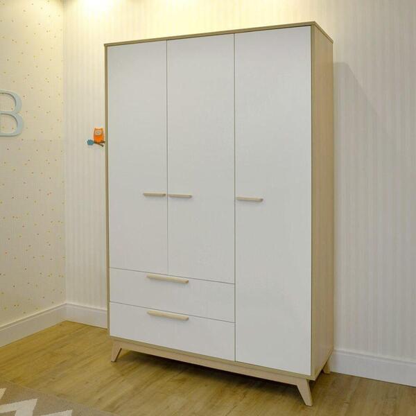 Guarda Roupa Infantil Petit 3 Portas 2 Gavetas - Branco/carv
