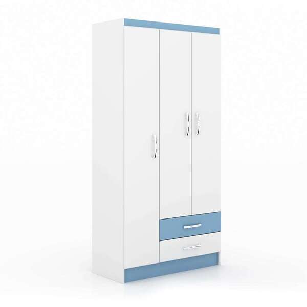 Guarda-roupa Infantil Pitica 3pt Branco E Azul