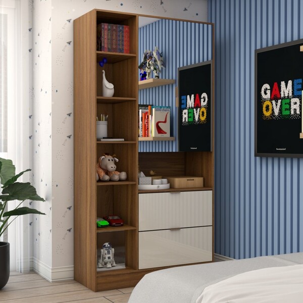 Guarda-roupa Infantil Play 2 Portas 2 Gavetas Com Espelho Cin