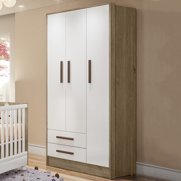 Guarda-roupa Infantil Q Encanto 3 Portas 2 Gavetas Carvalho/b