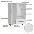 Guarda Roupa Infantil Retrô 3 Portas 2 Gavetas Sonhare Branco