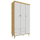 Guarda Roupa Infantil Retrô 3 Portas Com Gavetas Lígia Off Wh