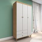 Guarda Roupa Infantil Retrô 3 Portas Com Gavetas Lígia Off Wh