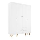 Guarda Roupa Infantil Retrô 4 Portas Com Gavetas Cris Branco