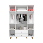 Guarda Roupa Infantil Retrô 4 Portas Com Gavetas Cris Branco