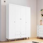 Guarda Roupa Infantil Retrô 4 Portas Com Gavetas Cris Branco