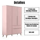 Guarda Roupa Infantil Retrô Melinda 3 Portas Rosê Phoenix