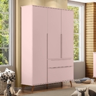 Guarda Roupa Infantil Retrô Melinda 3 Portas Rosê Phoenix