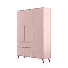 Guarda-roupa Infantil Rosa 100% Mdf 3 Portas E 2 Gavetas Retr