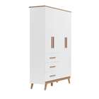 Guarda-roupa Infantil Santiago Ii 4 Pt 3 Gv Branco E Carvalho