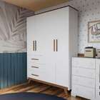 Guarda-roupa Infantil Santiago Ii 4 Pt 3 Gv Branco E Carvalho