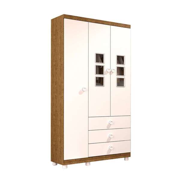 Guarda-roupa Infantil Sonic 3 Pt 3 Gv Imbuia E Branco