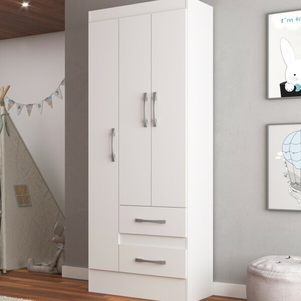 Guarda-roupa Infantil Tiana 3 Portas 2 Gavetas Cor Branco